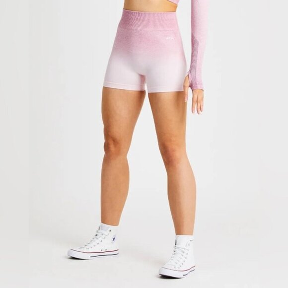 NEW AYBL baby pink ombré gradient PLUSE high waist seamless active gym shorts XS - Picture 3 of 8